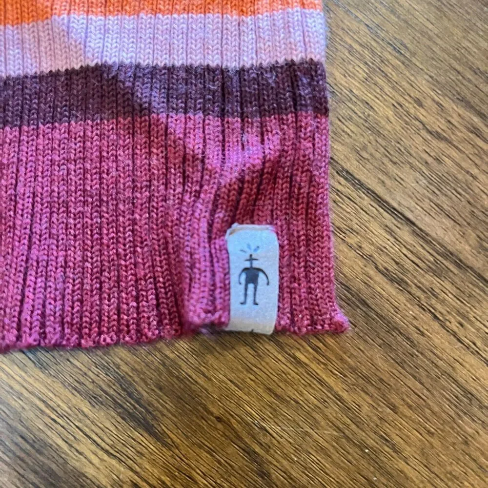 Smartwool Scarf Sport Stripe Black Approximately 70” x 5” winter pink green wool
